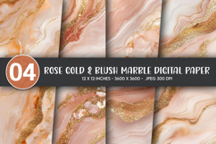 Rose Gold &amp; Blush Marble Digital Paper Product Image 1