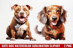 Cute Dog Watercolor Clipart, Christmas Dog Wall Art Product Image 1