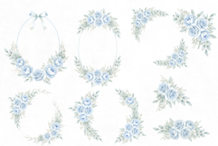 30 Elegant Watercolor Blue Rose Wedding Clipart PNG | Dusty Product Image 3