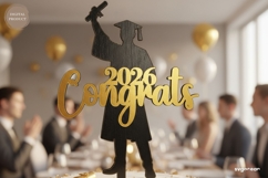 Graduation Cake Topper Laser Cut | Glowforge | SVG Product Image 1