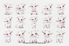 15 Bundle Watercolor Cute Goat Girl Charming Farm Sticker Product Image 8