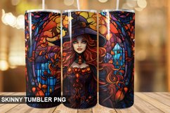 Stained Glass Halloween Witch Tumbler 20 oz Skinny Tumbler Product Image 1