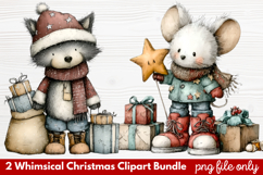 2 Whimsical Christmas Clipart | Cute Festive Holiday PNG Product Image 1