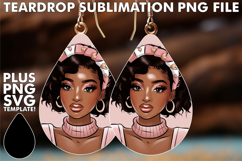 Sweet Teardrop EARRINGS PNG Design, Afro Girl Product Image 1