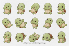 15 Bundle Watercolor Baby Turtle Cute Turtle Ocean Animal Product Image 8