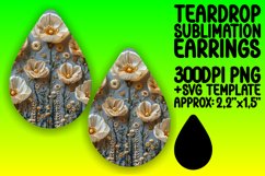 Embroidered Petals Teardrop Earrings - Sublimation PNG Product Image 1