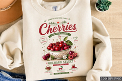 Cherries Orchard Select Vintage Fruit PNG Summer Design Product Image 1