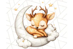 Sleeping Baby Animals PNG, Moon and Stars Nursery Clipart Product Image 4