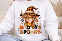 Moody Spooky PNG, Halloween Highland Cow Sublimation Design Product Image 7