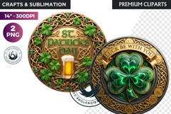 Saint Patrick Clipart Celtic Irish PNG round coaster Product Image 1