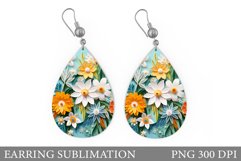 3D Flowers Earring. Flowers Teardrop Earring Product Image 1
