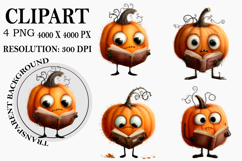 Quirky Halloween Pumpkins PNG Clipart Watercolor PNG Product Image 1