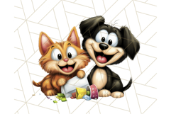 Dog and Cat Friends PNG, Cute Pet Clipart, Funny Animal Art Product Image 4