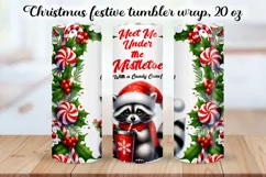 Christmas festive Raccoon Tumbler Wrap|Sublimation PNG. Product Image 1