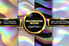 Holographic Waves Digital Papers - 04 variations Product Image 1