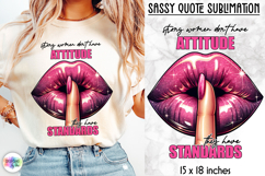 Sassy Lips Quote Sublimation, Bold Pink Lips PNG Product Image 1