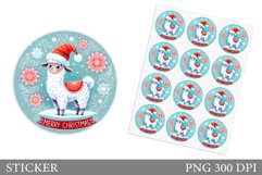 Cute Lama Sticker Design.Christmas Sticker Printable Product Image 1