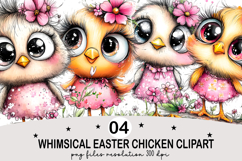 Whimsical Easter Chicken Clipart Png Product Image 1