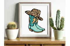 Cowboy boots for sublimation PNG Cowboy hat leopard pattern Product Image 5