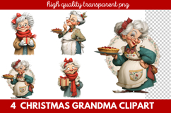 Christmas Grandma Clipart | Cute Holiday Granny PNG Illustra Product Image 1