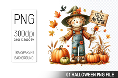 Hello Autumn, Halloween Sublimation Clipart PNG Product Image 1