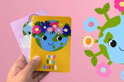 Cute Earth Day Clipart Set: Kawaii Planet Earth Characters w Product Image 8