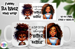 Funny Tea Lover Mug Wrap, Sarcastic Mug Design, Grumpy Face Product Image 1