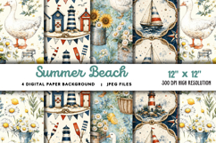 Summer Beach Ocean Waves Background JPG Product Image 1