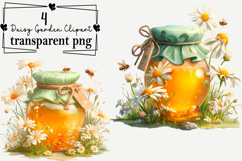 Whimsical Daisy Garden Clipart Watercolor PNG Product Image 1
