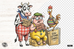 Whimsical Farm Animals Love Reading - Animals Clipart Product Image 1