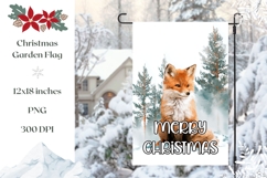 Merry Christmas Garden Flag, Winter Fox Garden Flag Print Product Image 1