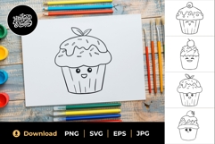 Sweet Kawaii Cupcake Line Art Set Product Image 1