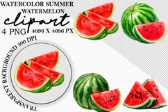 Whimsical Watercolor Summer Watermelon Clipart png Product Image 1