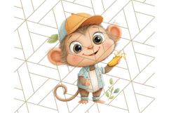 Zoo Monkeys Clipart, Cute Cartoon Jungle Monkeys PNG Product Image 4