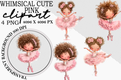 Whimsical Cute Pink Clipart Girl Clipart Watercolor Png Product Image 1