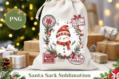Christmas Snowman Santa Sack Sublimation, Winter Gift Bag Product Image 1