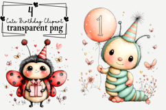 Whimsical Cute Birthday Clipart Watercolor PNG Product Image 1