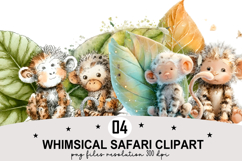 Whimsical Safari Clipart Watercolor PNG Product Image 1
