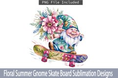 Floral Summer Gnome Skate Board Sublimation Bundle Product Image 2