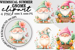 Whimsical Summer Gnome Clipart Watercolor PNG Product Image 1