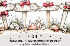 Whimsical Summer Signpost Clipart Watercolor png Product Image 1