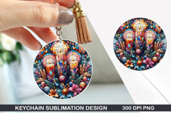 Flower Keychain Sublimation - Winter Keychain PNG Design Product Image 1