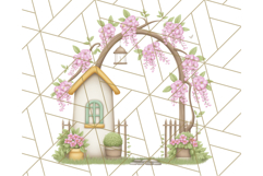 Pink Cottagecore Garden PNG Clipart, Vintage Floral Art Product Image 4