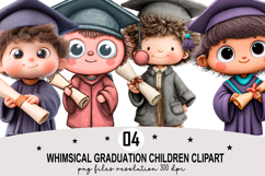 Whimsical Graduation Clipart Watercolor PNG Product Image 1