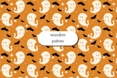 Cute Halloween Ghost Seamless Pattern, Spooky Fall Print Product Image 1