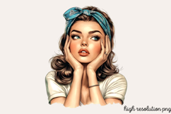 Vintage Retro Girls Clipart PNG Product Image 1