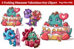 Peeking Dinosaur Valentines Day Clipart PNG Product Image 1