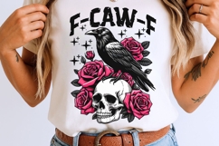 F-Caw-F PNG, Floral Skull Png, Spooky Bird Png, Crow Png. Product Image 7