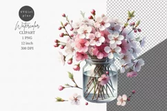 Cherry blossoms clipart, Flowers clipart, Flowers Product Image 1