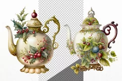 Christmas clipart, Teapot clipart, Victoria clipart Product Image 3